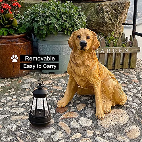 Statue dextérieur Golden Retriever avec lumières solaires, L